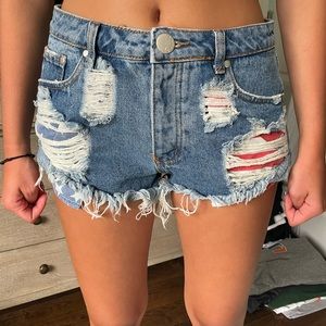 American Flag Denim Shorts